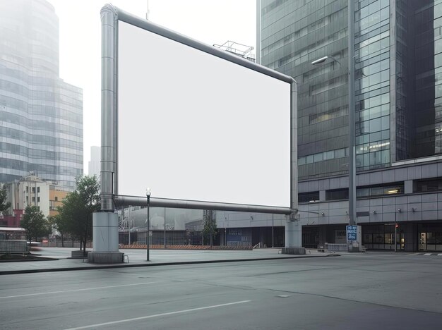 blank billboard against modern buildings in the style of vray