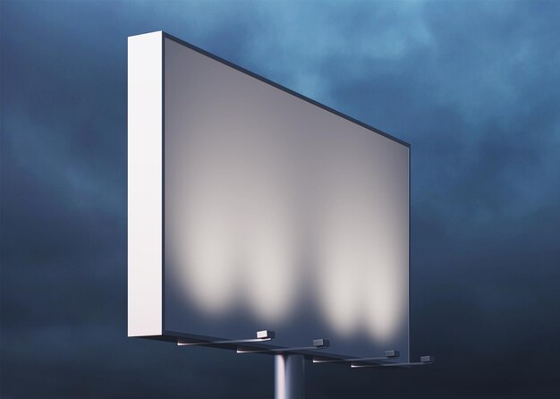 Blank billboard against the night sky. Mockup. 3D rendering.