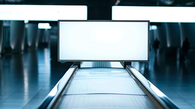 Blank billboard on Baggage claim area in the airportEmpty Baggage conveyor belt at t Generative AI