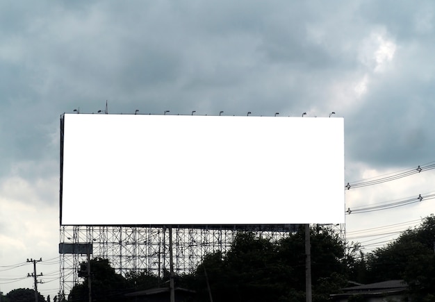 Blank billboard on blue sky background for new advertisement