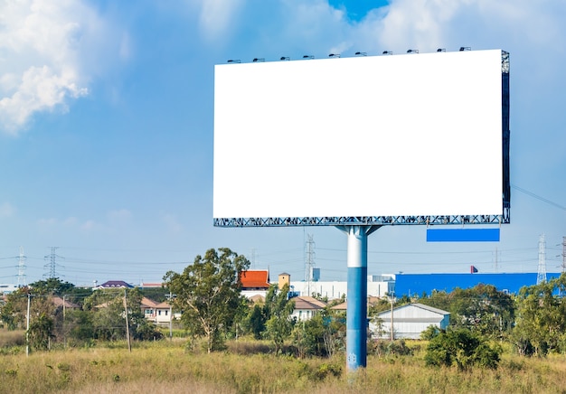 Blank billboard on blue sky