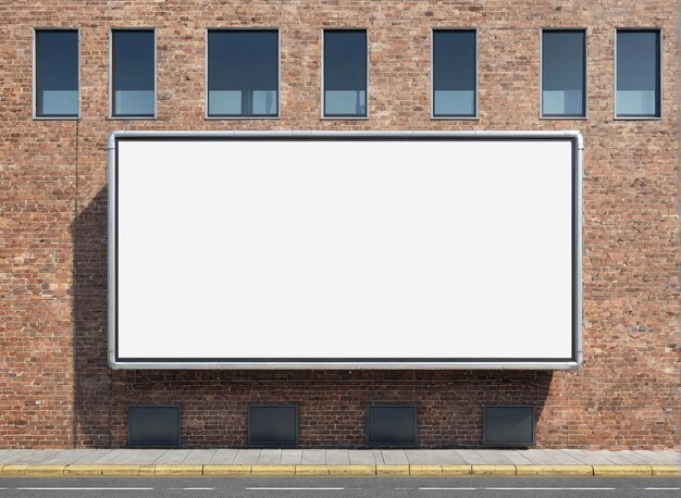 Photo blank billboard on the brick wall