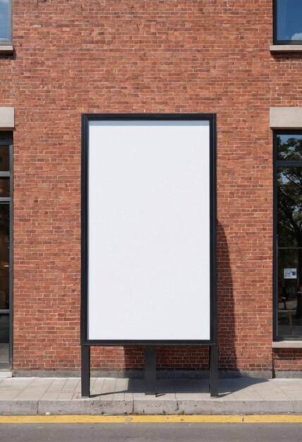 Photo a blank billboard on a brick wall