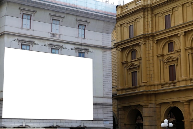 Blank billboard in a building