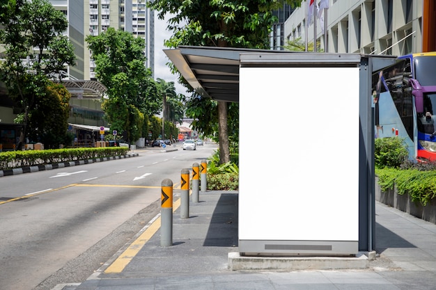 Blank billboard in the bus stop