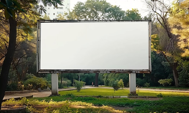 Foto cartellone bianco nel parco della città