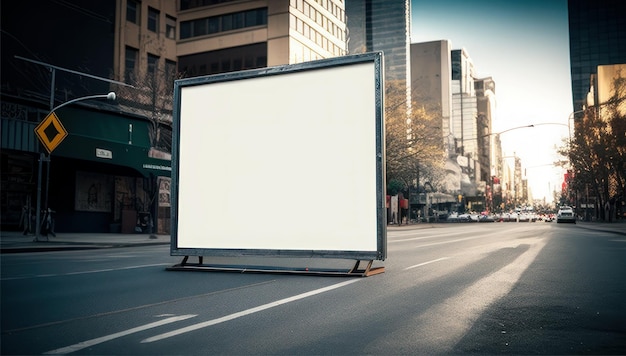 A blank billboard on a city street