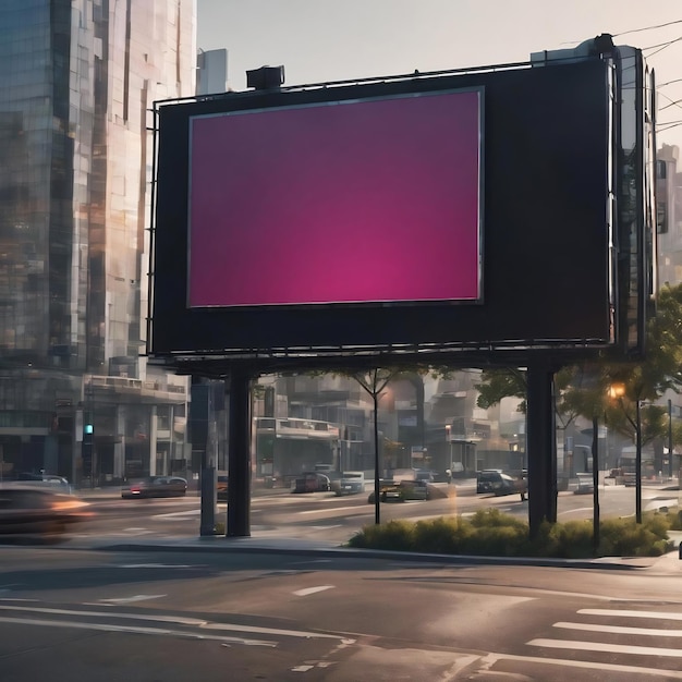 Blank billboard at city street