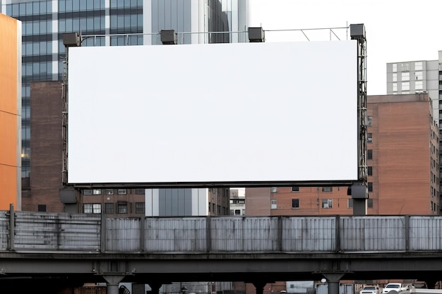 Blank billboard at city view backgound