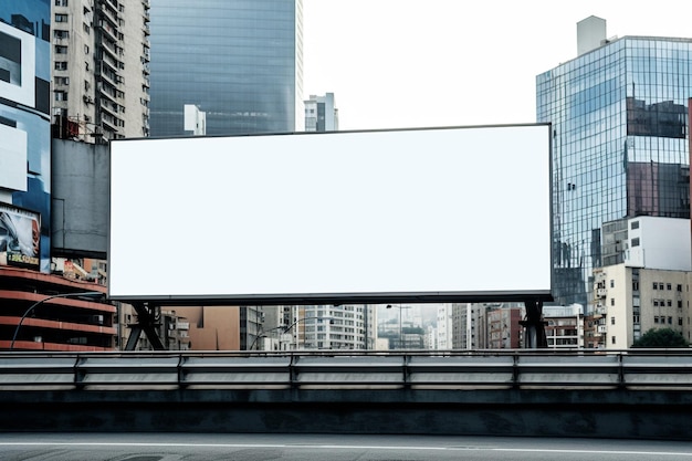 Blank billboard frame nestled amidst a bustling urban landscape open canvas for creativity