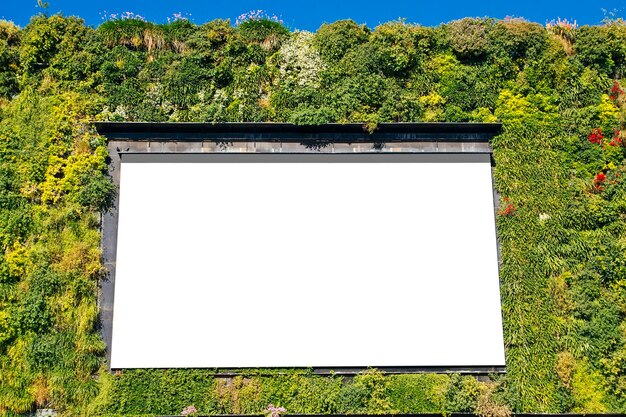 Blank billboard in a green wall