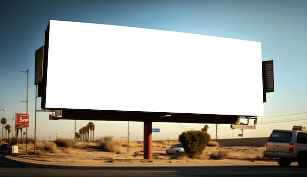 Blank Billboard on the highway roadside Empty landscape large billboard mockup near roadside