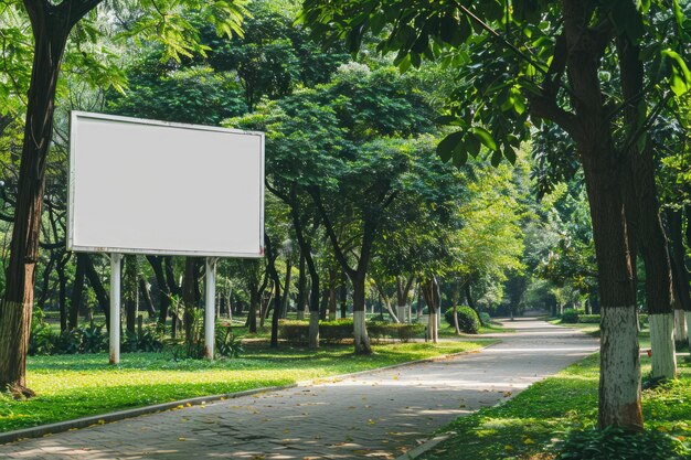 Foto blank billboard in het park voor advertenties en tekst