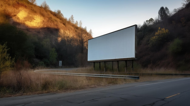 A blank billboard is shown on a road generative ai