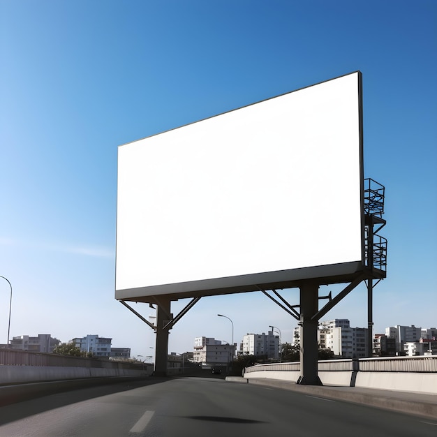 A blank billboard is on the side of the road.