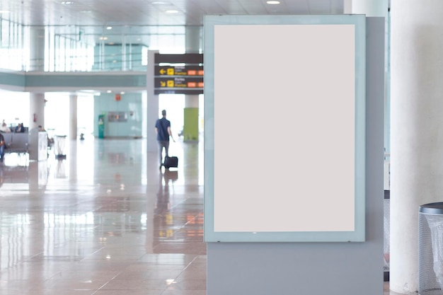 Blank billboard mock up in an airport