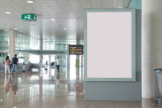 Blank billboard mock up in an airport