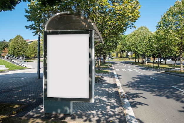 Blank billboard mock up in a bus stop