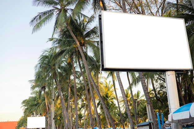 Blank billboard mock up next to the sea