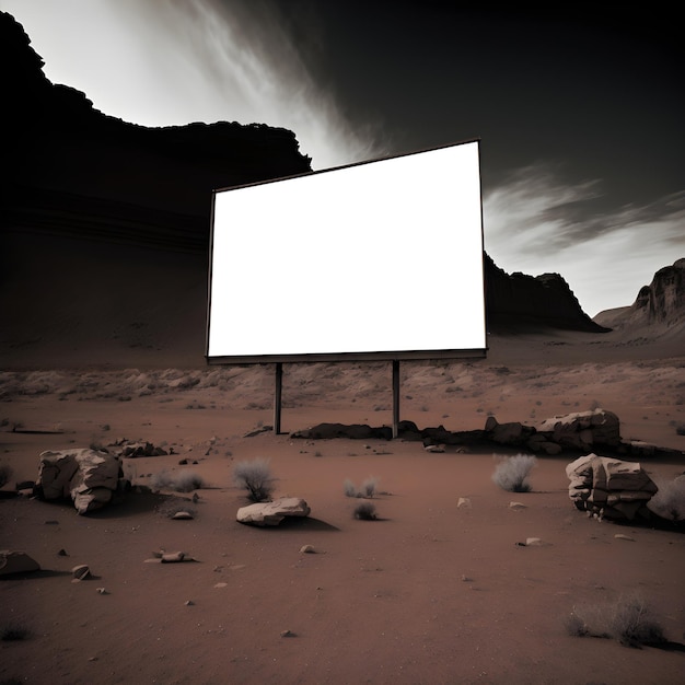 Blank billboard mockup for advertisement in Mars