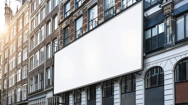 Photo blank billboard mockup for advertising on a high building facade rotterdam city neth generative ai