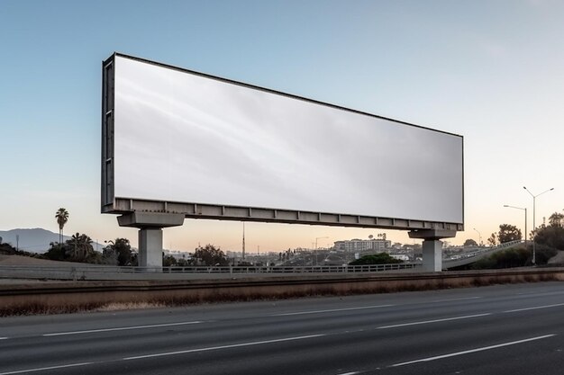 a blank billboard mockup on a highway or freeway AI generated