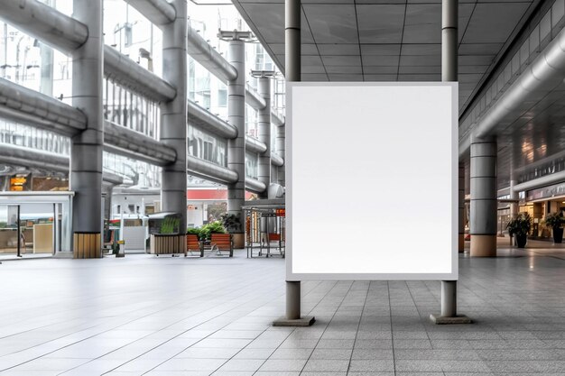 Blank billboard mockup near to escalator in an mall shopping center airport terminal office building