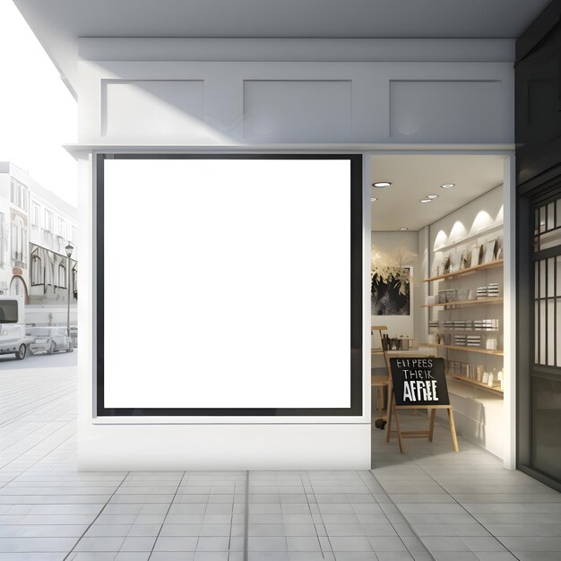 Blank billboard in modern cafe interior Mock up 3D Render