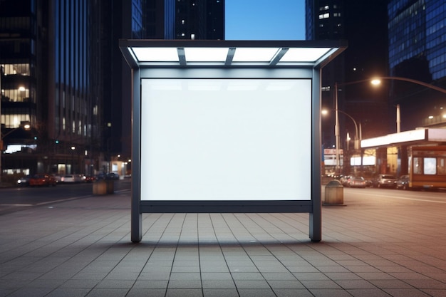 Blank billboard in night traffic