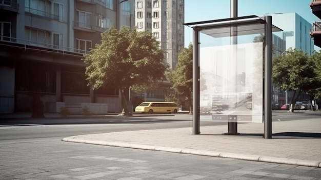 사진 광고 생성 ai를 위한 도시 모형의 보도에 있는 빈 광고판