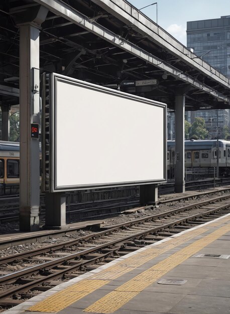 blank billboard on the railway platform