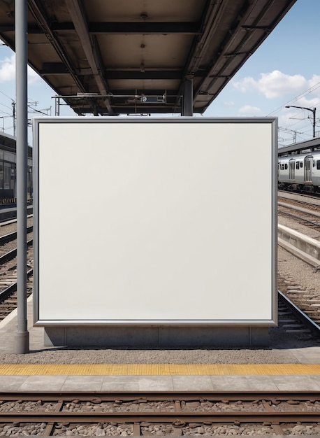 Photo blank billboard on the railway platform