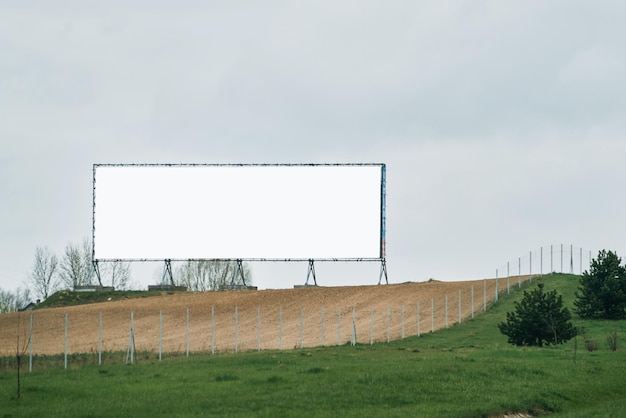 Blank billboard or road sign template on the highway Empty billboard mockup for advertising located on the motorway