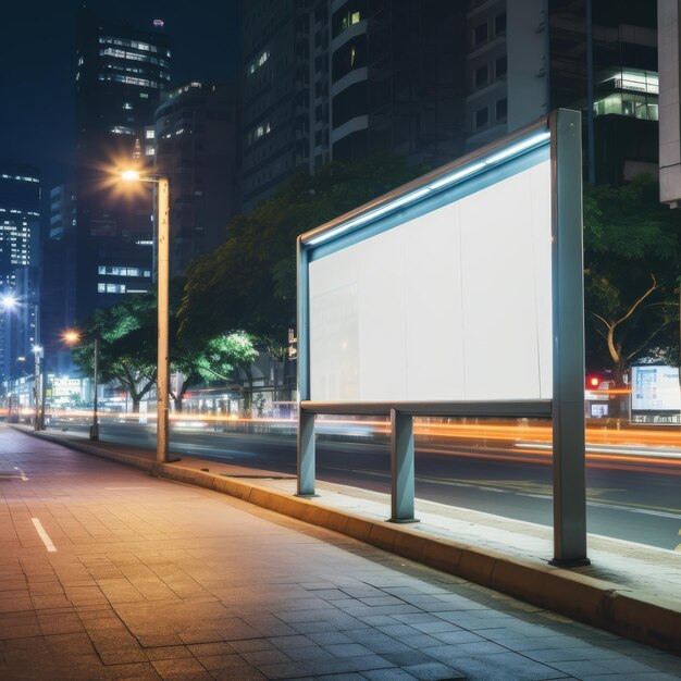 Foto blank billboard's nachts voor reclame in een stedelijke omgeving