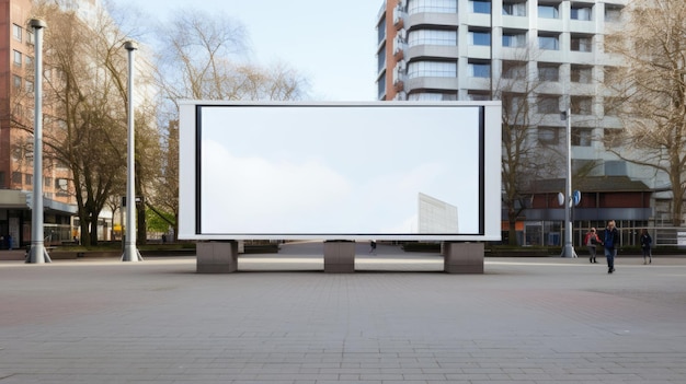 a blank billboard on a square with a sky background