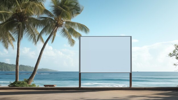 Foto blank billboard staat voor serene beach ai gegenereerd mockup fotografie