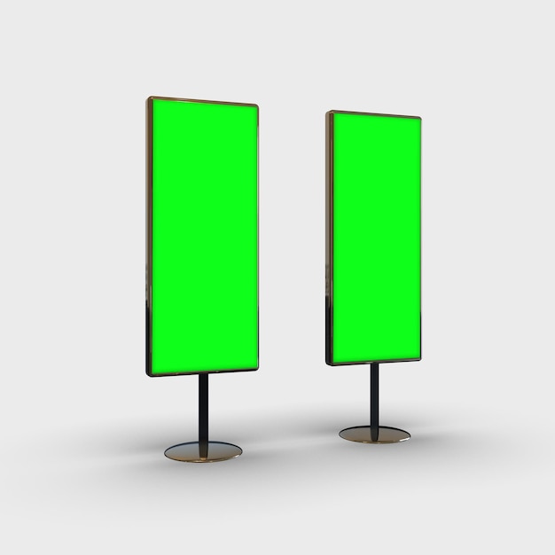 Photo blank billboard stand green screen advertisement banner for marketing blank 3d rendering