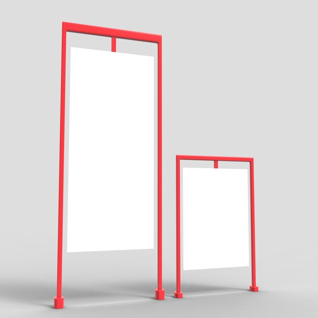 Blank billboard stand white screen advertisement Banner for marketing Blank 3d rendering