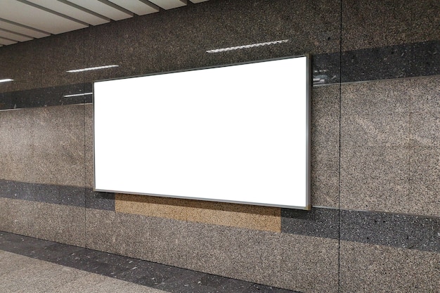 Photo blank billboard in subway.