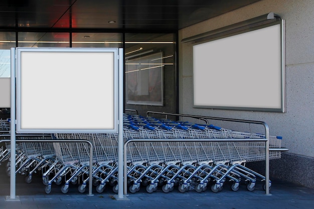 Blank billboard in a supermarket