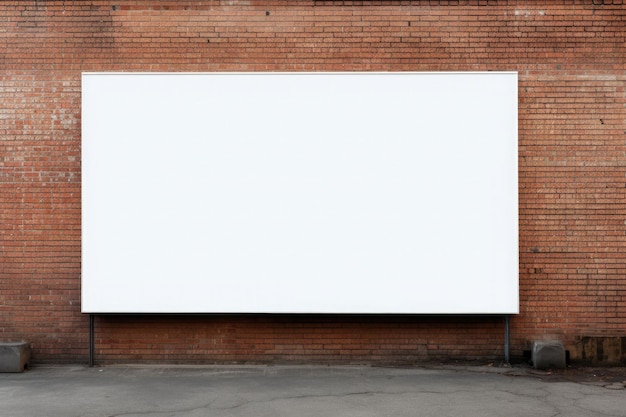 Blank billboard template in front of a wall made of bricks Generative AI illustration