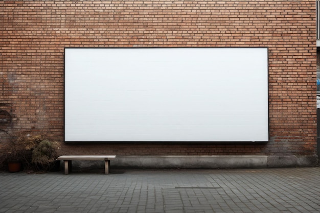 Blank billboard template in front of a wall made of bricks Generative AI illustration