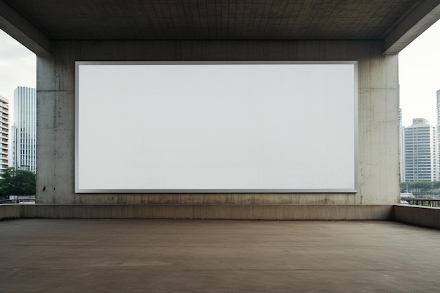 Blank billboard on a wall in a building