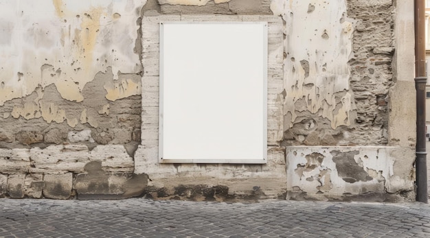 Blank billboard on the wall in the street Mockup for advertising banners or design