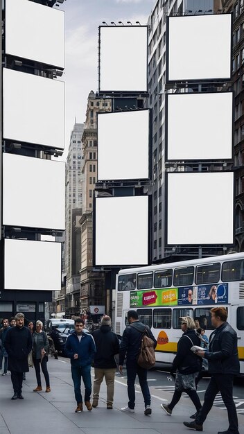 Blank billboards at city street