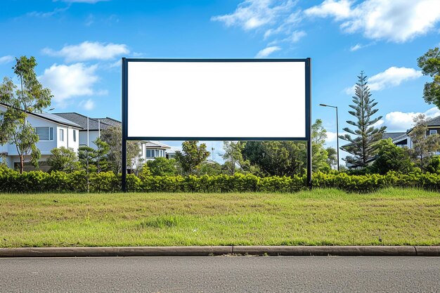 Blank black billboard against apartment family house empty mockup template