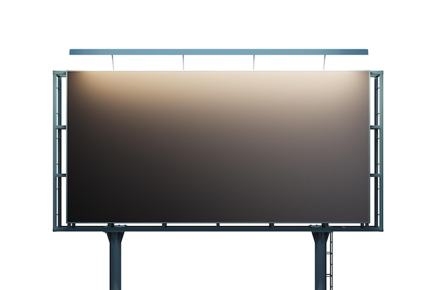 Blank black billboard isolated on white background front view\
mock up 3d rendering