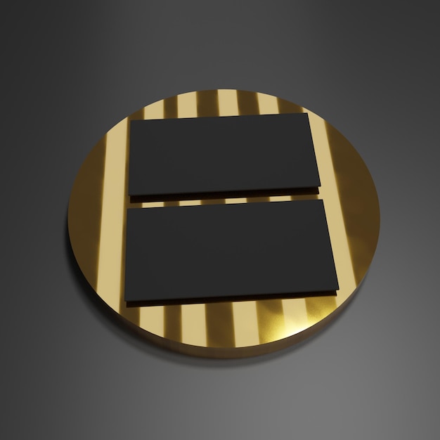 Blank black business card for mockup on gold podium