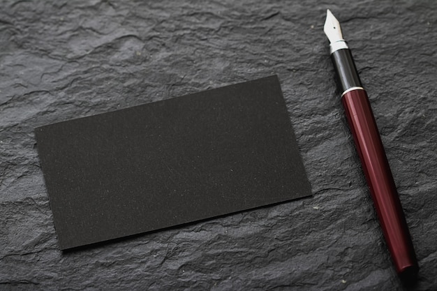 Blank black business card for mockup and pen luxury branding and corporate identity design