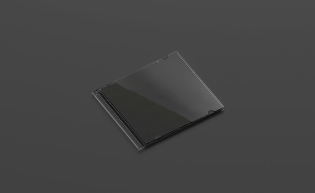 Blank black closed disk case  side view isolated